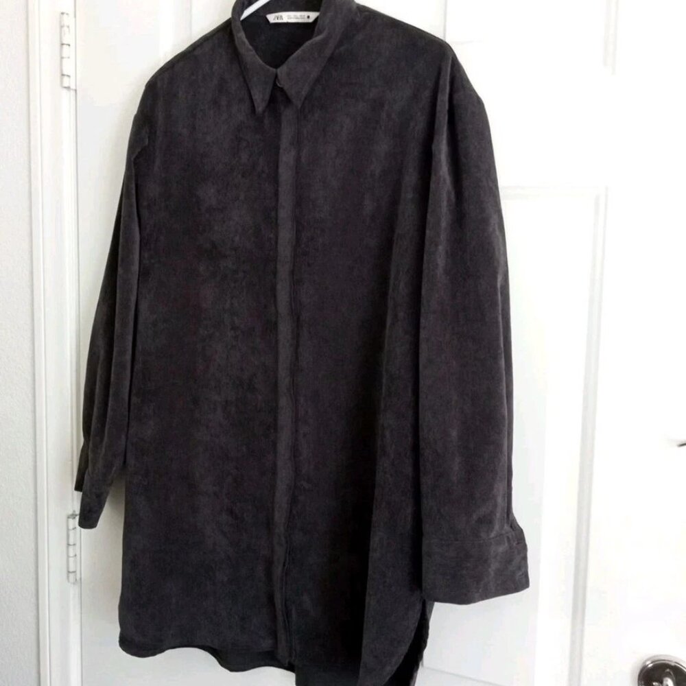 Zara Dark Gray Button Down Shirt - image 5